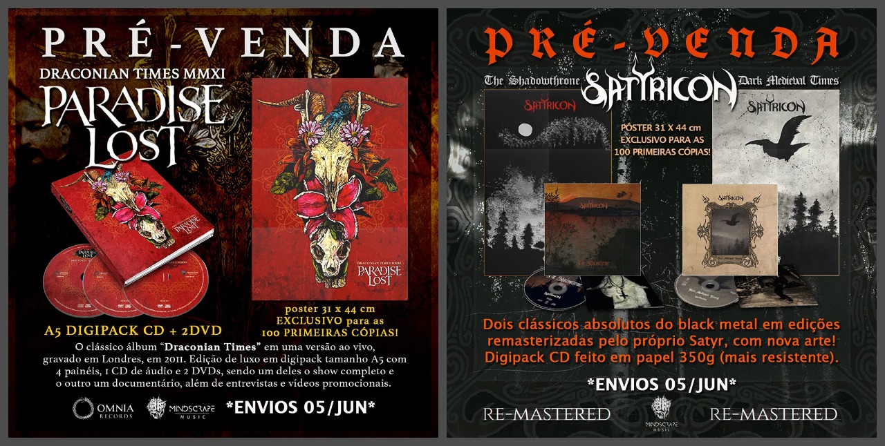 Pré-venda: PARADISE LOST e SATYRICON